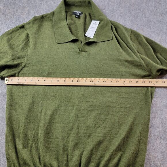 Todd Snyder Linen Cotton Montauk Polo size L Olive Green Short Sleeve $198 - Picture 5 of 6